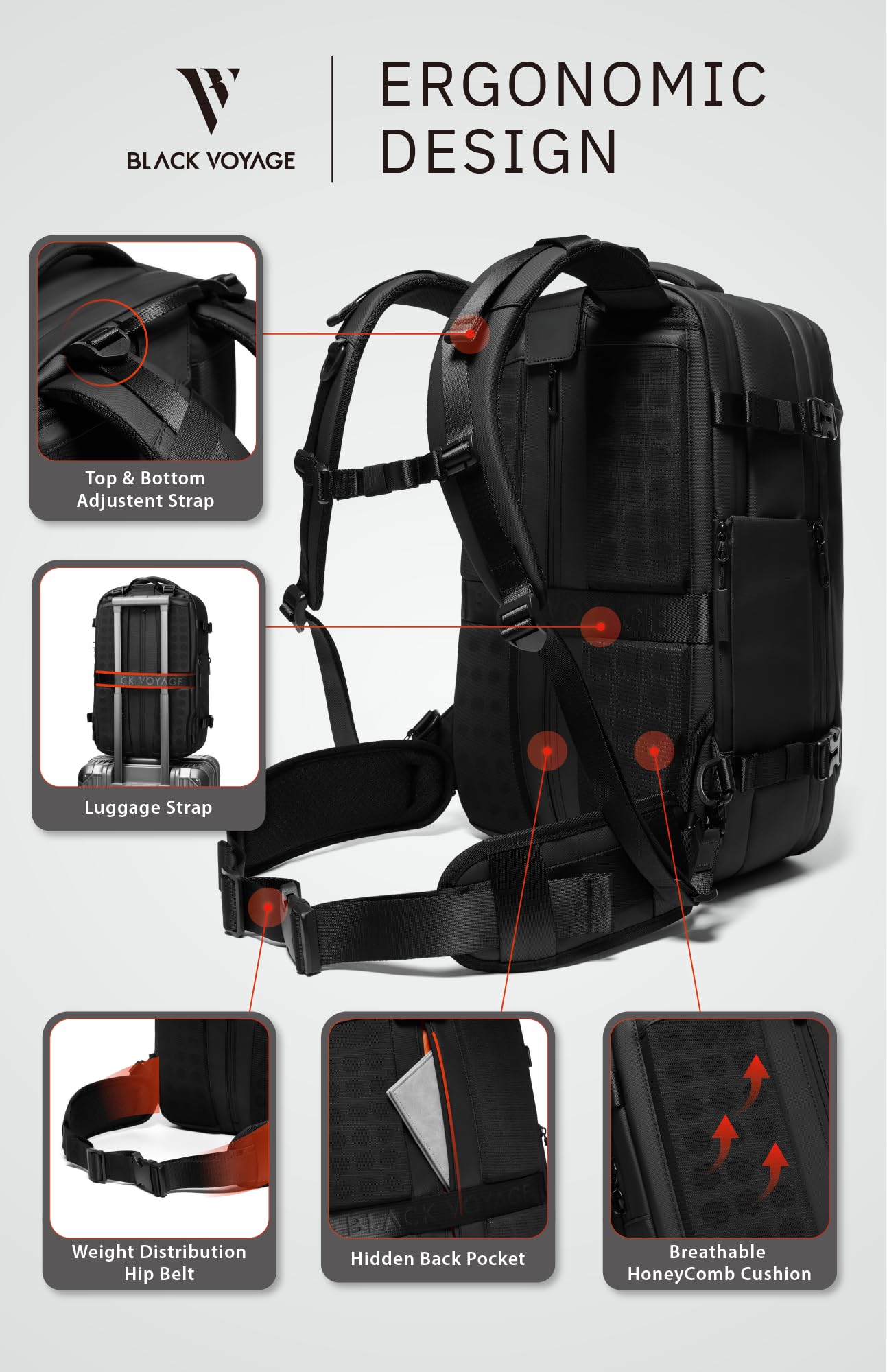 rabattie Vortex Vacuum Seal Travel Backpack 60L  + Vacuum Pump Included
