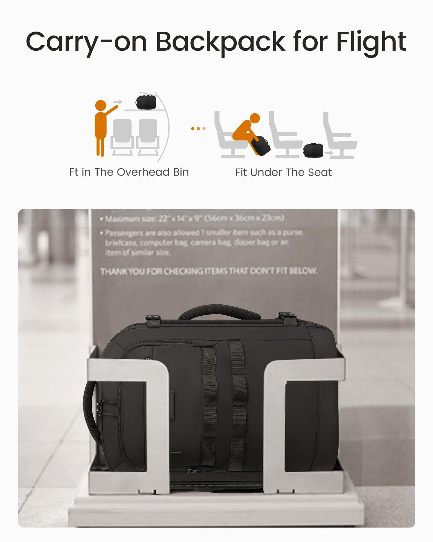 rabattie 40L Travel Backpack for Women Men, Carry on Backpack for Airplanes