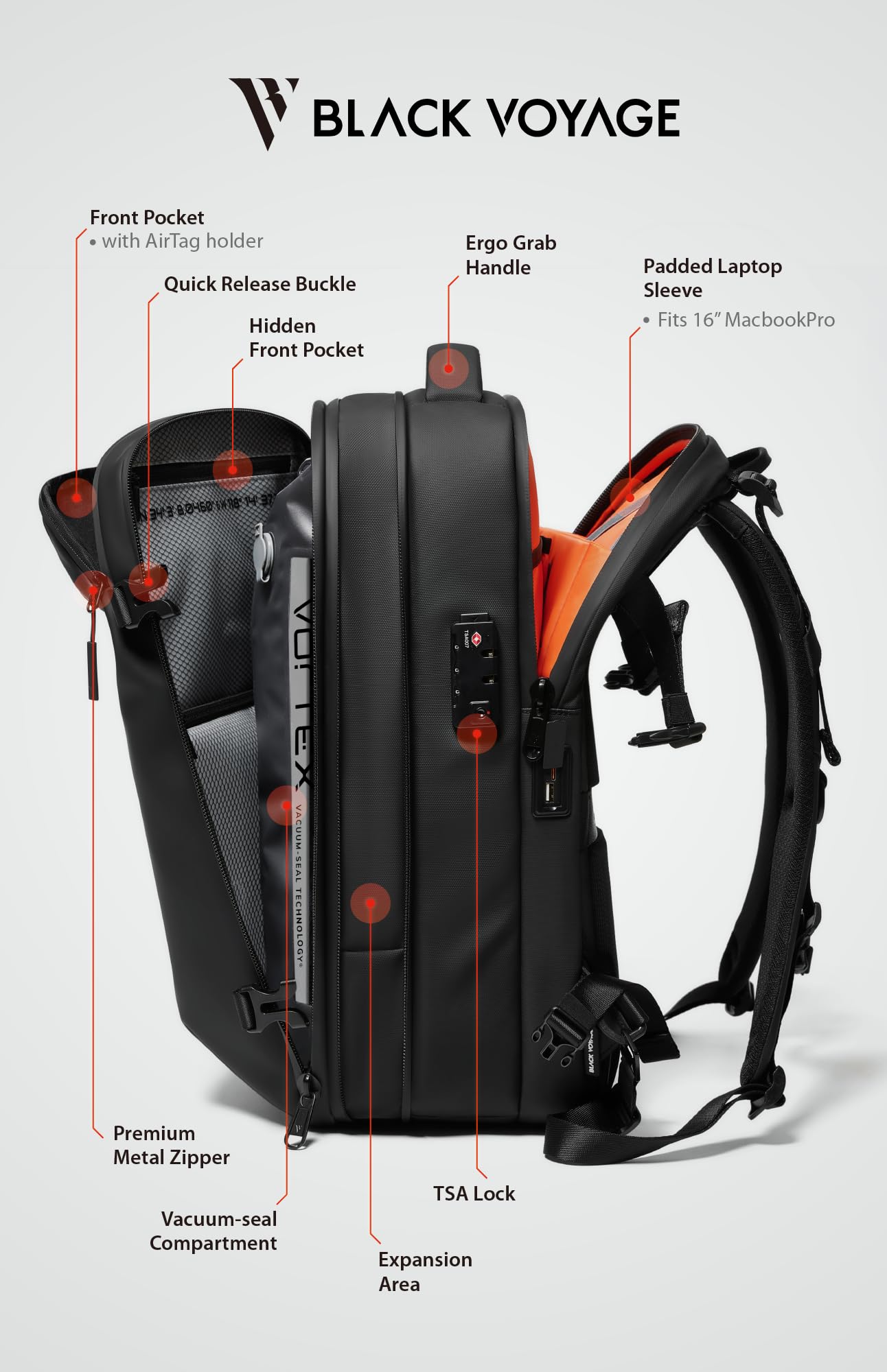 rabattie Vortex Vacuum Seal Travel Backpack 60L  + Vacuum Pump Included