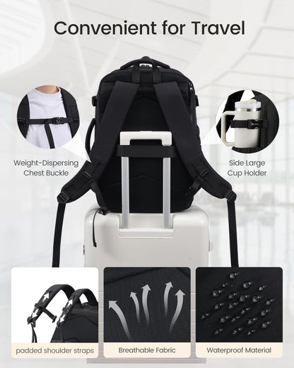 rabattie 40L Travel Backpack for Women Men, Carry on Backpack for Airplanes